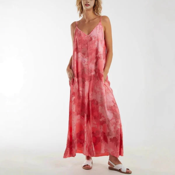 Relaxed Fit Maxi Dress with Adjustable Straps Lightweight Fabric