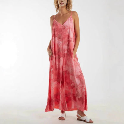Relaxed Fit Maxi Dress with Adjustable Straps Lightweight Fabric