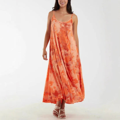Relaxed Fit Maxi Dress with Adjustable Straps Lightweight Fabric
