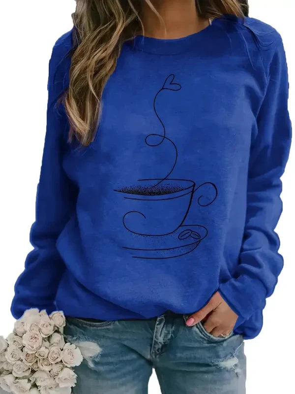 Comfy Women's Casual Sweatshirt with Coffee Design