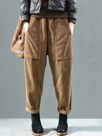 Warm Straight Leg Corduroy Pants - Nocini