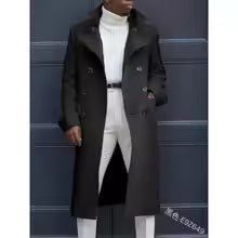 Men's Double Breasted Long Trench Coat
