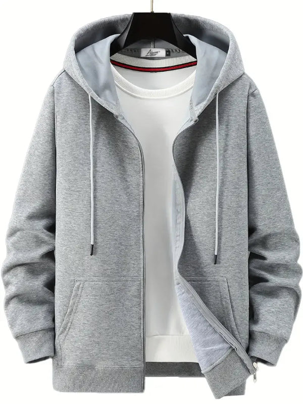 Casual Men's Zip Up Hooded Sweatshirt