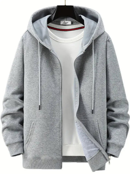 Casual Men's Zip Up Hooded Sweatshirt