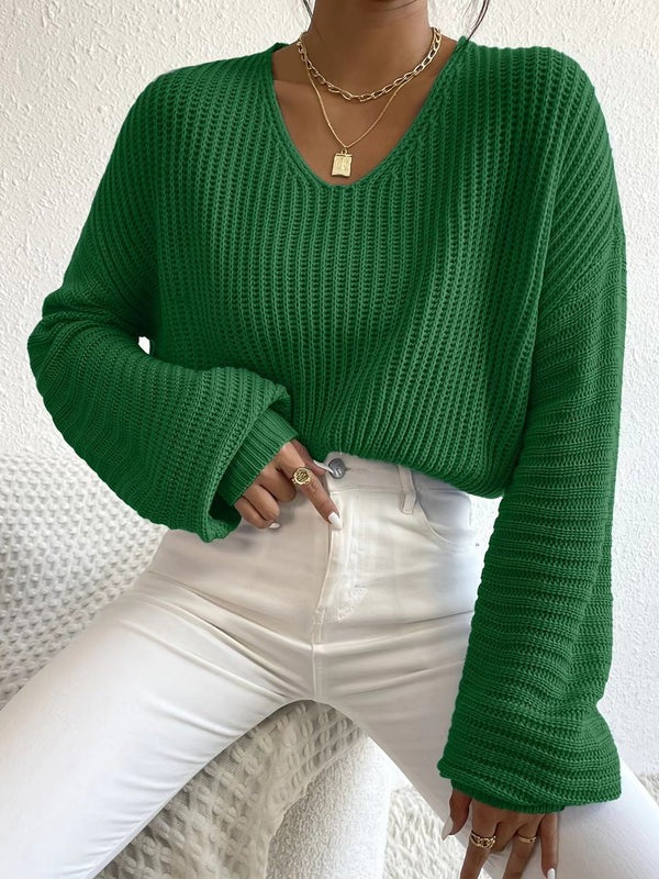 Soft Women's V-Neck Long Sleeve Sweater