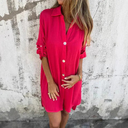 Casual Loose Fit Button Front Dress