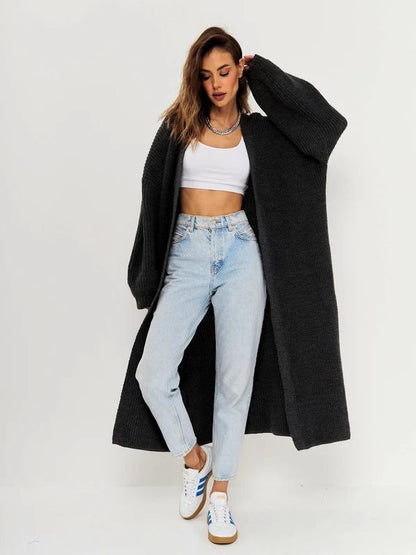 Cozy Women's Open Front Long Knit Cardigan - Nocini