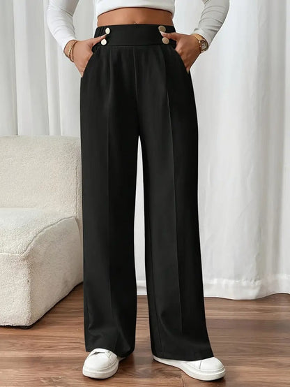 Women's Slim Fit High Waist Black Pants