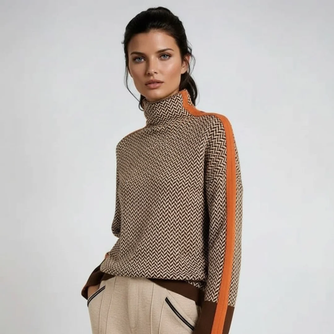 Trendy Geometric Crew Neck Pullover