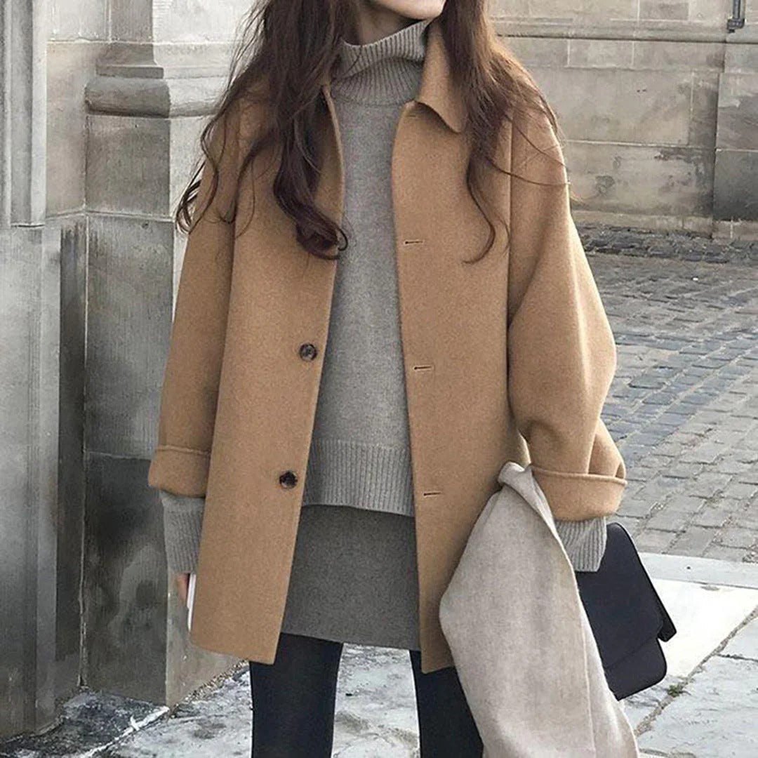 Cozy Women's Wool Jacket with Button Front - Nocini