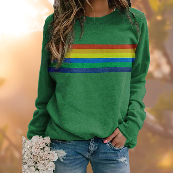Casual Striped Crew Neck Women's Sweater