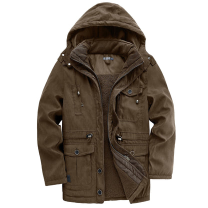 Warm Fleece Hooded Corduroy Jacket