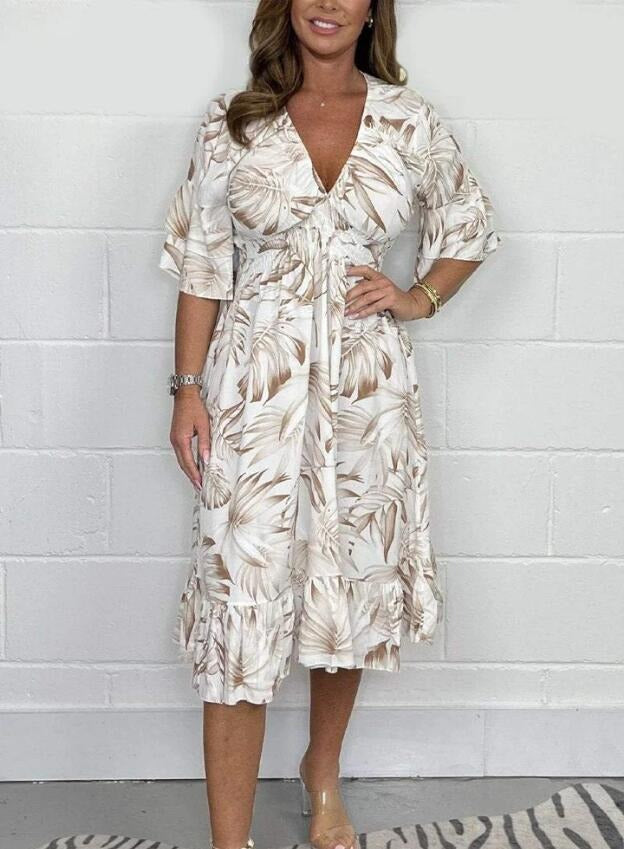 Floral Ruffle Midi Dress for Women