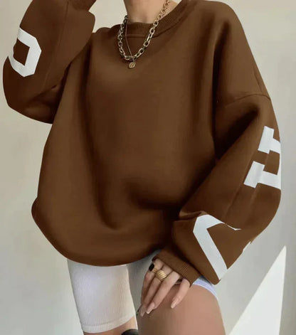 Cozy Women's Crew Neck Sweatshirt Soft Cotton Relaxed Fit