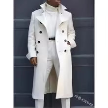 Men's Double Breasted Long Trench Coat - Nocini