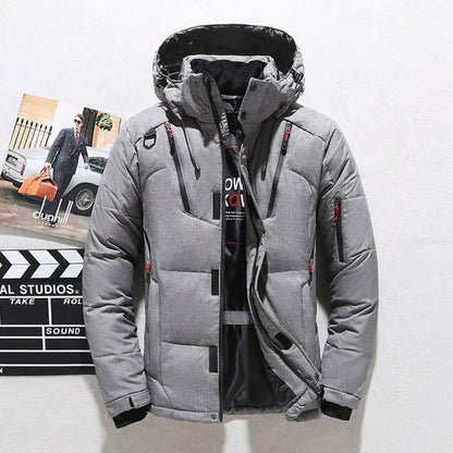 Warm Men's Puffer Jacket with Adjustable Hood