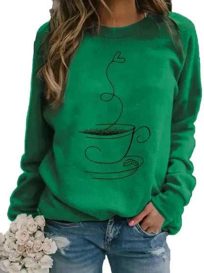 Comfy Women's Casual Sweatshirt with Coffee Design