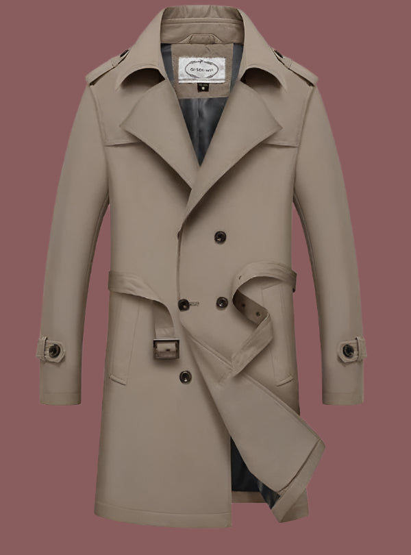 Slim Fit Men's Double Breasted Trench Coat