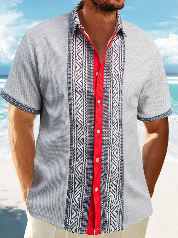 Casual Loose Fit Cotton Shirt with Ethnic Print