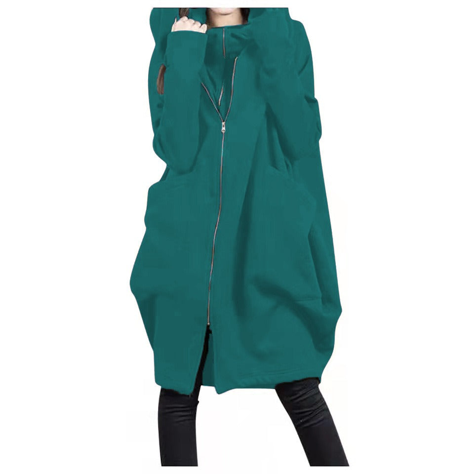 Women's Oversized Parka Coat with Hood and Zipper