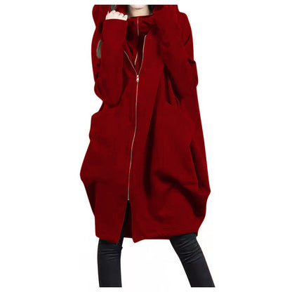 Women's Oversized Parka Coat with Hood and Zipper