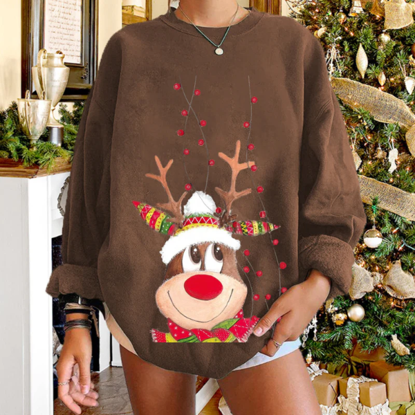 Cozy Women's Reindeer Sweater Relaxed Fit