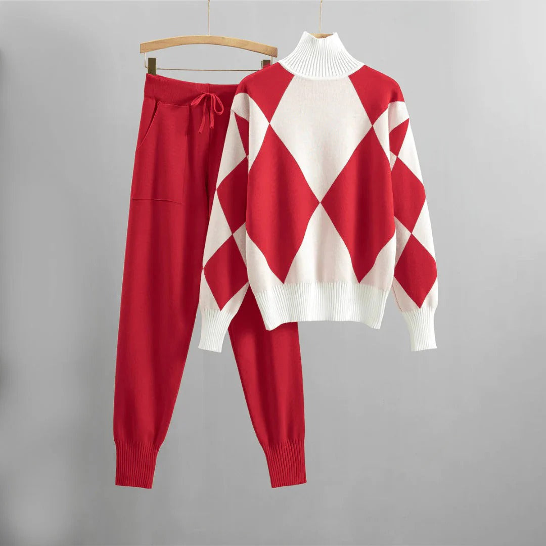 Comfy Women's Argyle Sweater and Pants Set