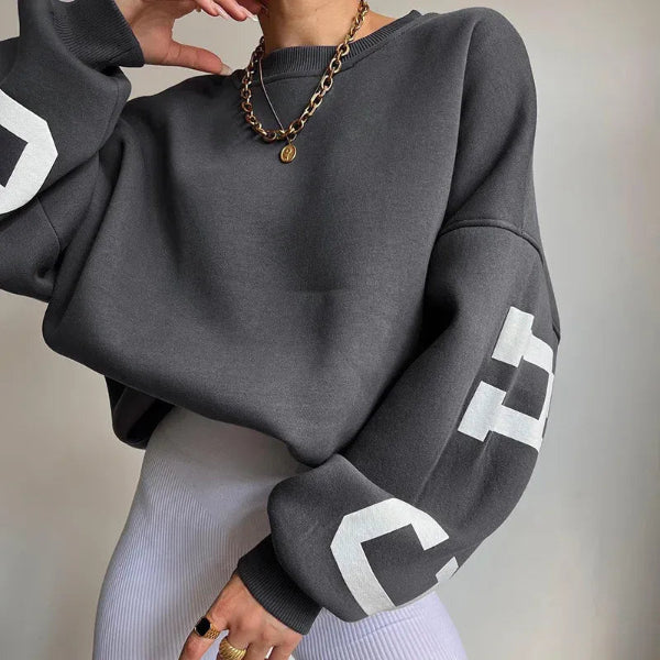 Cozy Women's Crew Neck Sweatshirt Soft Cotton Relaxed Fit