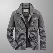 Slim Fit Men's Leather Look Jacket with Button Front - Nocini