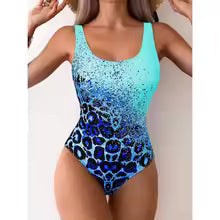 Women's Print One Piece Swimsuit Low Back High Cut