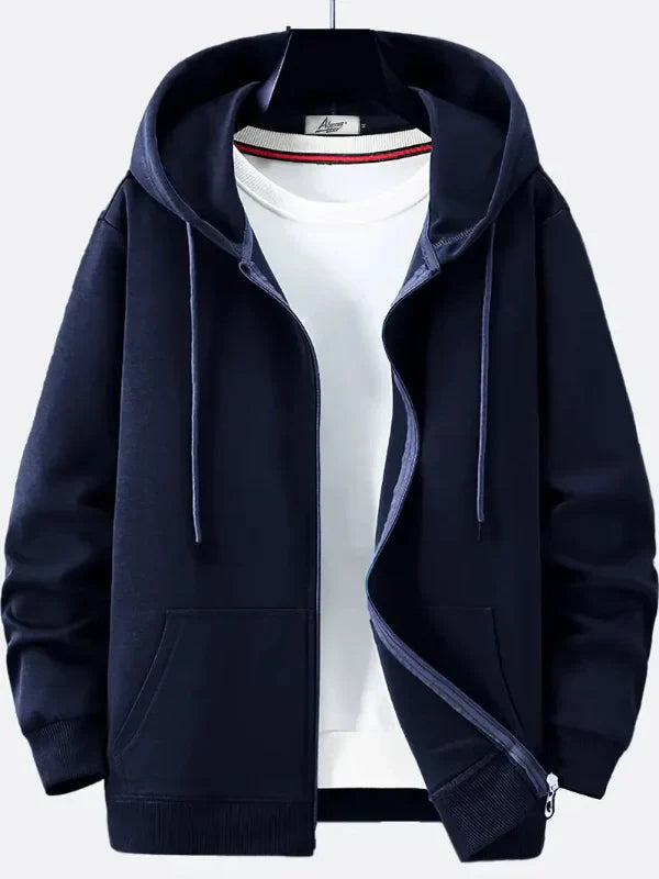 Casual Men's Zip Up Hooded Sweatshirt