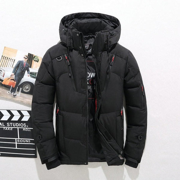 Warm Men's Puffer Jacket with Adjustable Hood