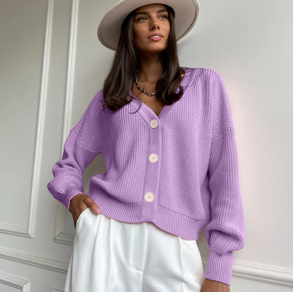 Cozy Women's V-Neck Button Cardigan Sweater