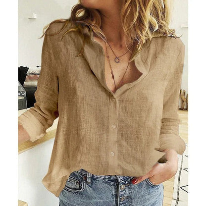 Loose Fit Women's Blouse with Soft Button Front - Nocini