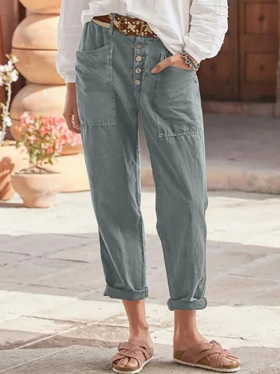 Comfortable Women's Pants Lightweight Button Fly - Nocini