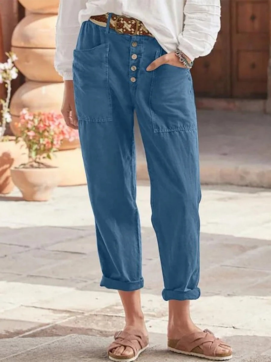 Comfortable Women's Pants Lightweight Button Fly