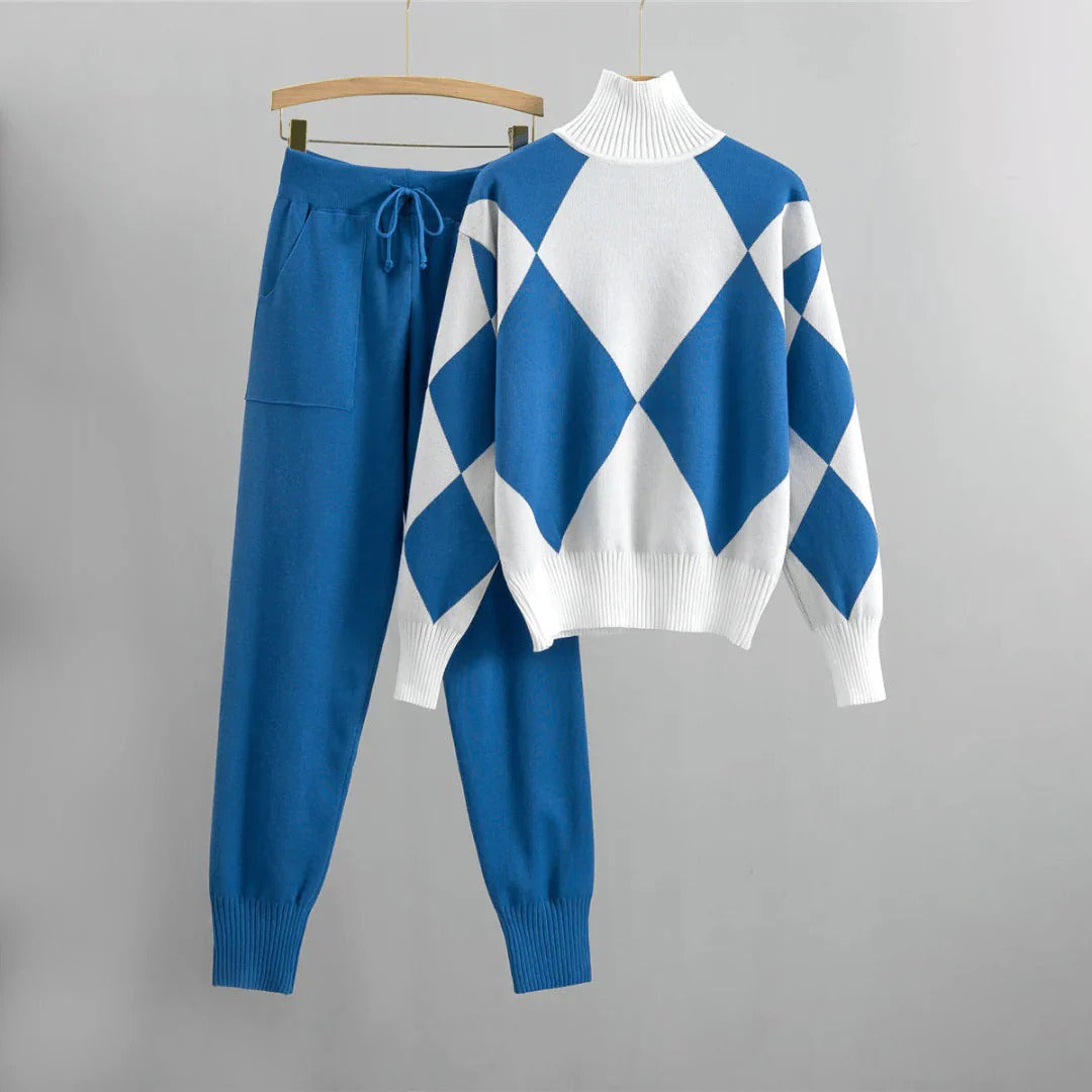 Comfy Women's Argyle Sweater and Pants Set