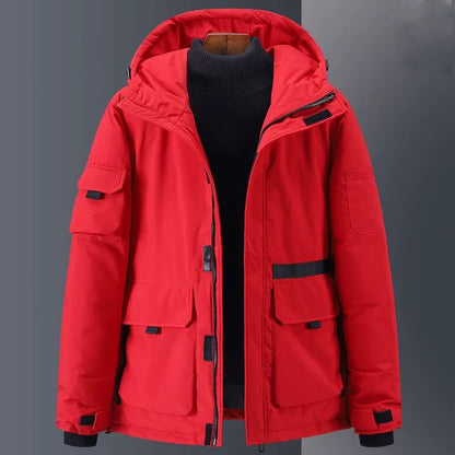 Warm Waterproof Mens Parka Coat with Hood and Pockets