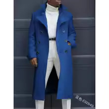 Men's Double Breasted Long Trench Coat