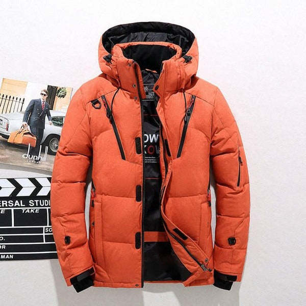 Warm Men's Puffer Jacket with Adjustable Hood