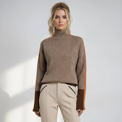 Trendy Geometric Crew Neck Pullover - Nocini