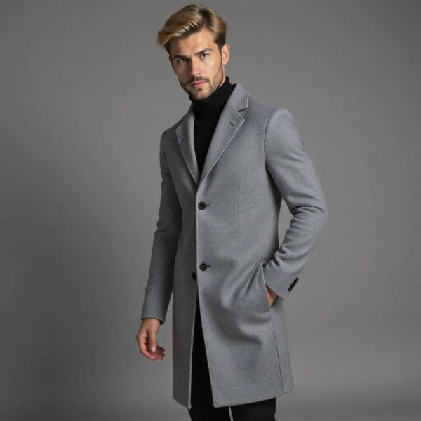 Slim Fit Mens Long Wool Coat