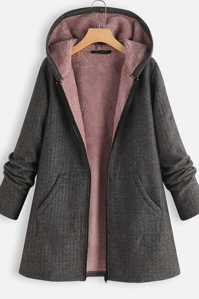 Warm Women's Parka Coat with Hood Fleece Lining - Nocini