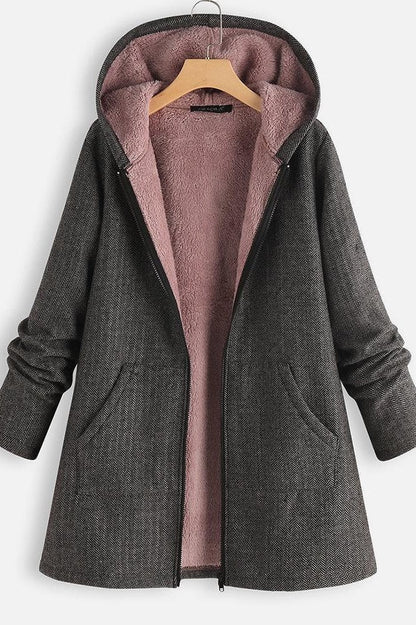 Warm Women's Parka Coat with Hood Fleece Lining - Nocini