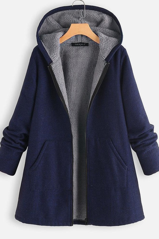 Warm Women's Parka Coat with Hood Fleece Lining
