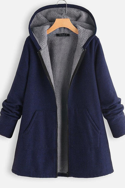 Warm Women's Parka Coat with Hood Fleece Lining