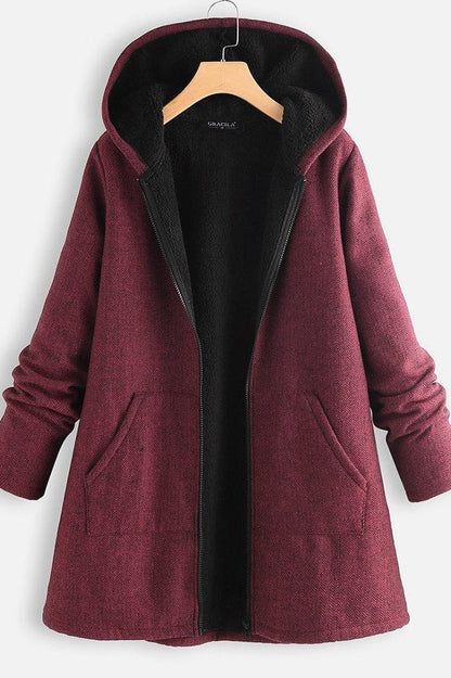 Warm Women's Parka Coat with Hood Fleece Lining