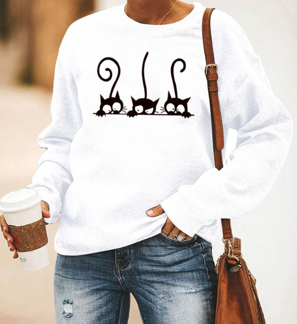 Comfy Women's Cat Graphic Sweatshirt - Nocini