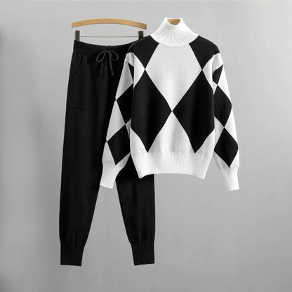 Comfy Women's Argyle Sweater and Pants Set