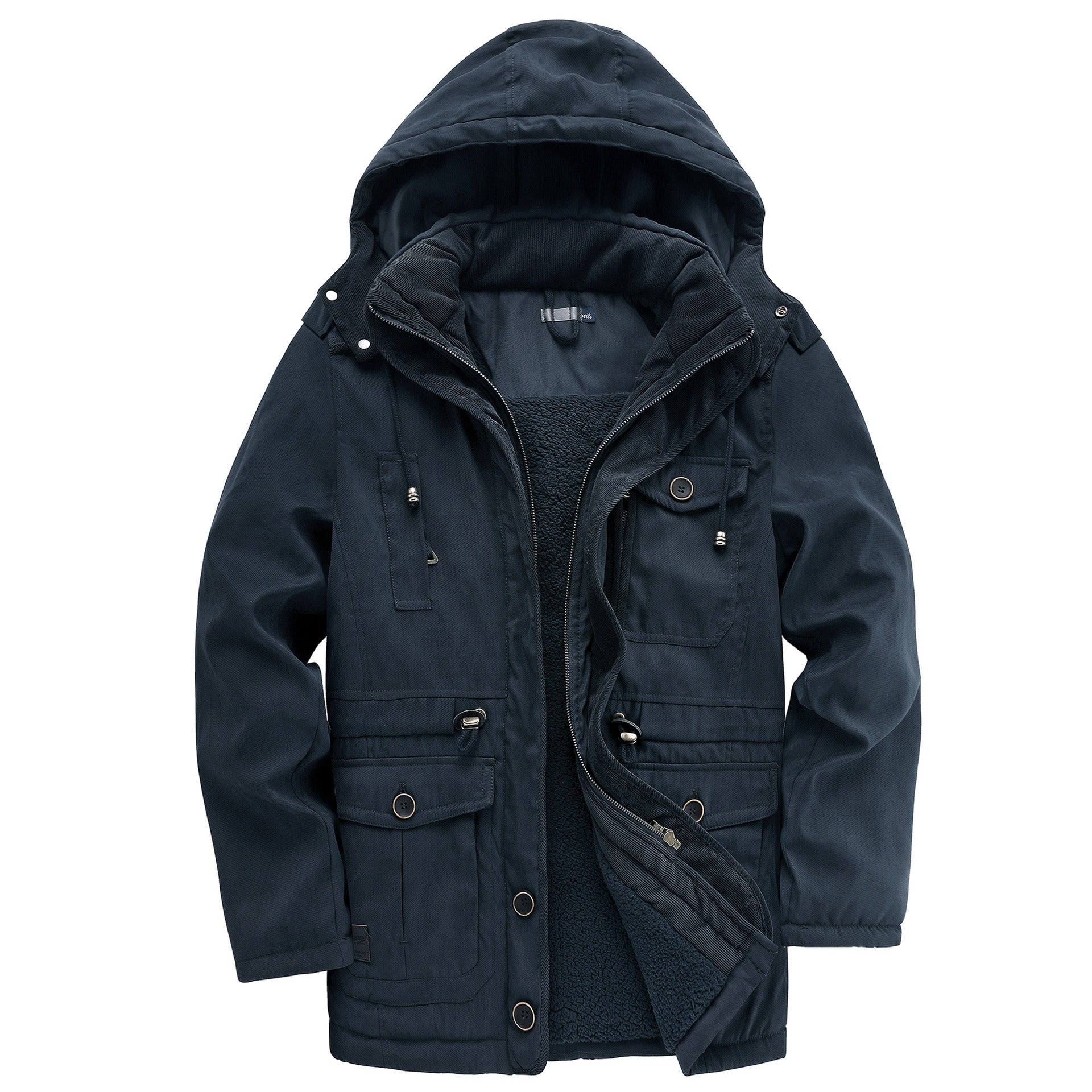 Warm Fleece Hooded Corduroy Jacket - Nocini